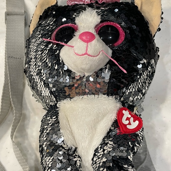 TY Fashion Flippy Sequin Backpack - KIKI the Cat (Mint) - Picture 6 of 6